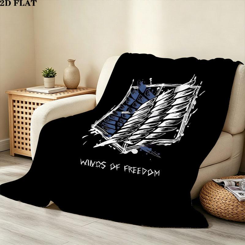 1PC Attack Titan Patterned Flannel Blanket Suitable For All Seasons For Home Decor Warmth And Comfort Gifts Holiday Present