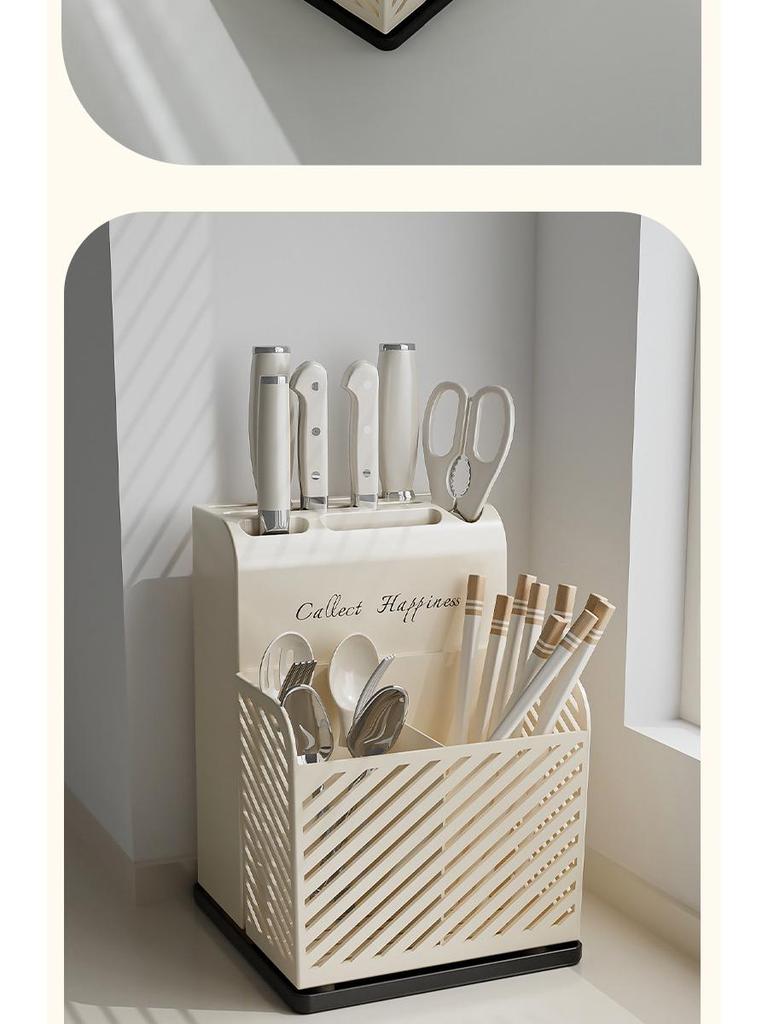 Kitchen Knife & Cutlery Storage Rack: Easy-to-Clean Organizer for Knives, Forks, Spoons, and Chopsticks