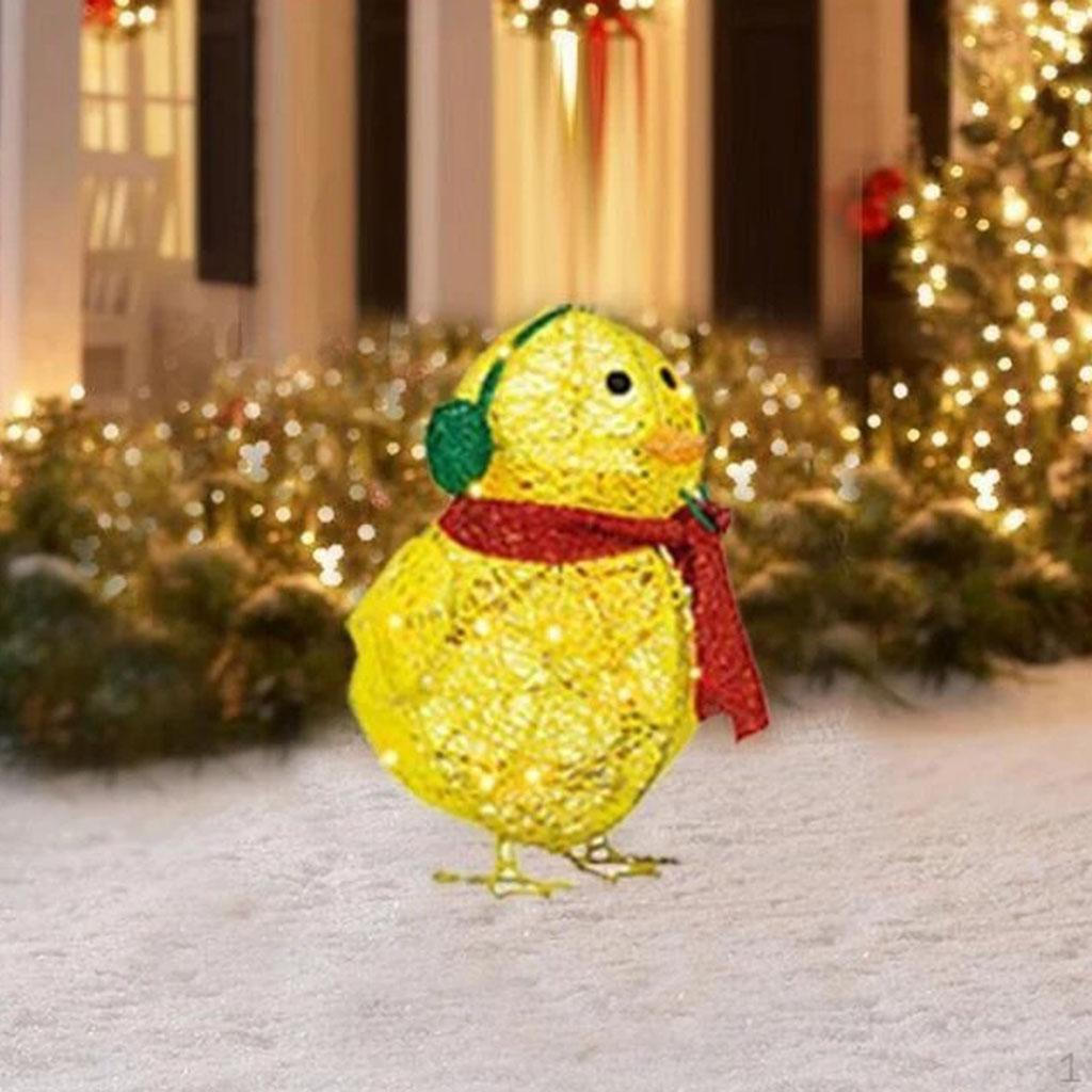 Уличный фонарь-курица с шарфом и наушниками для дорожек, передних дворов, патио Red scarf Small