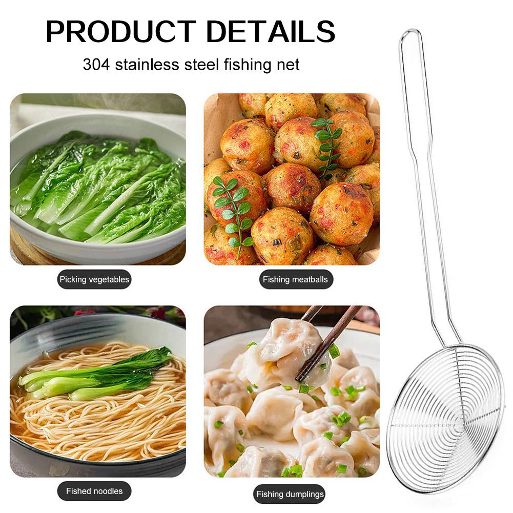 Household Stainless Steel Mesh Colander Practical Powder Sieve Drainer For Fryers Use