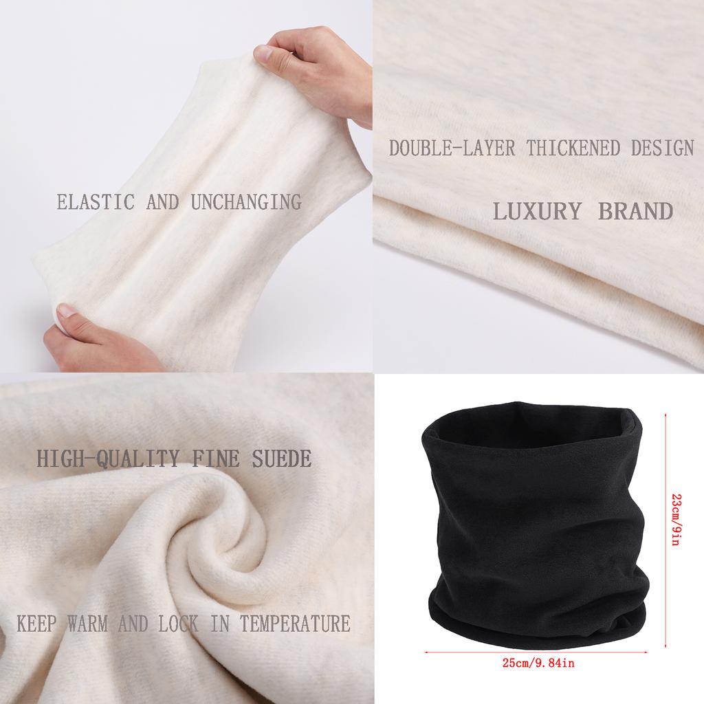 New Winter Scarf For Women Men Solid Double Layer Thick Fleece Cotton Neckerchief Ring Scarves Warm Neck Gaiter Muffler Ski Mask