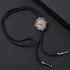Handmade Jewelry Bolo Tie Western Cowboy Artificial Leather Rope Necktie with Vintage Cow Horse Badge Pendant Necklace
