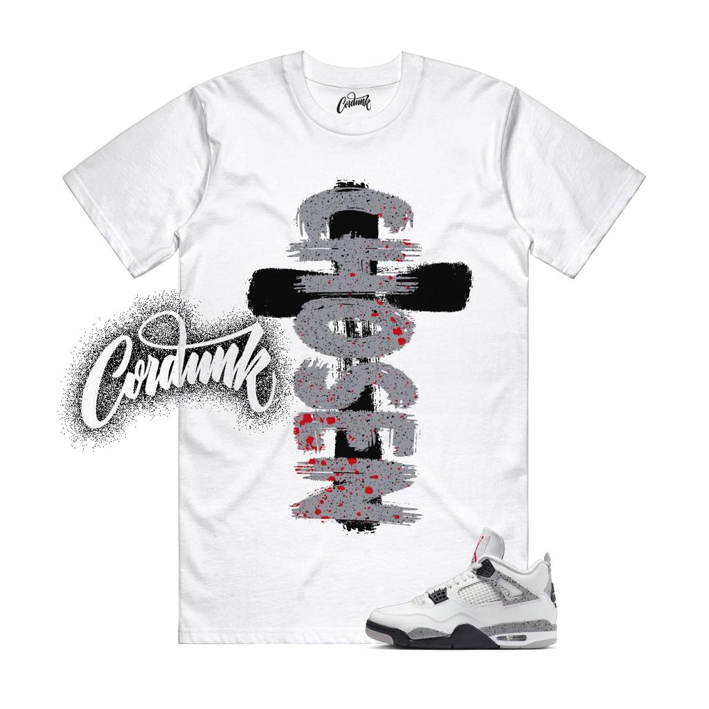4 Cement White Summit Fire Red Tech Grey Black T Shirt Match Match CHOSEN