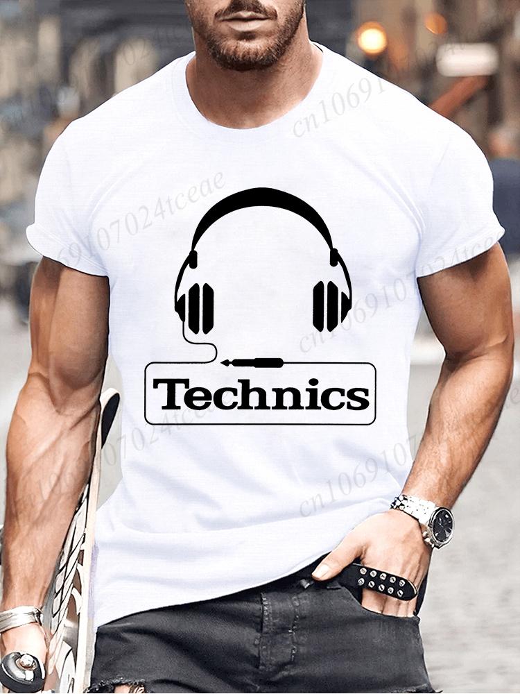 Summer Men's Fashion Tee Clothing Hip Hop Technics Headphone Graphic Tee Shirt Men Casual Streetwear Funny Printed Tops T-shirt