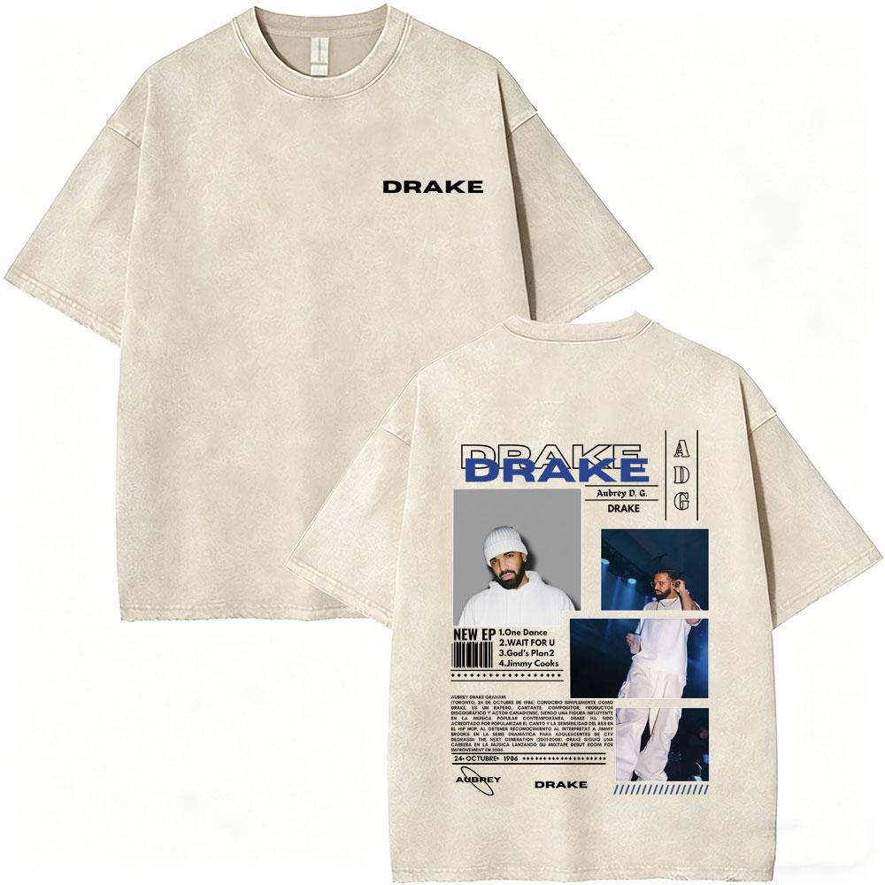 Washed Vintage Rapper Drake Merch 2026 Tshirt Men Women Hip Hop Fashion Pop Music T Shirt Male Summer Cotton Tshirts Fan Gifts