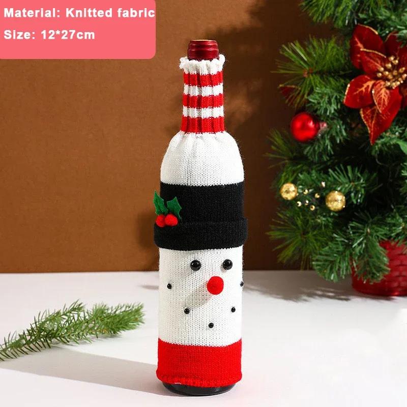 Xmas Wine Bottle Cover Set Santa Snowman Velvet Dress Wine Bottle Bags Sleeve Covers for Christmas Party Dinner Table Decoration