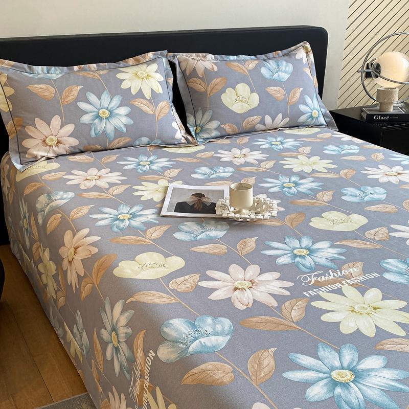 Retro Floral Pattern Bed Sheet Set 100% Cotton Bed Sheets Soft Breathable Bedspread with Pillowcases Queen Size Bedding Set