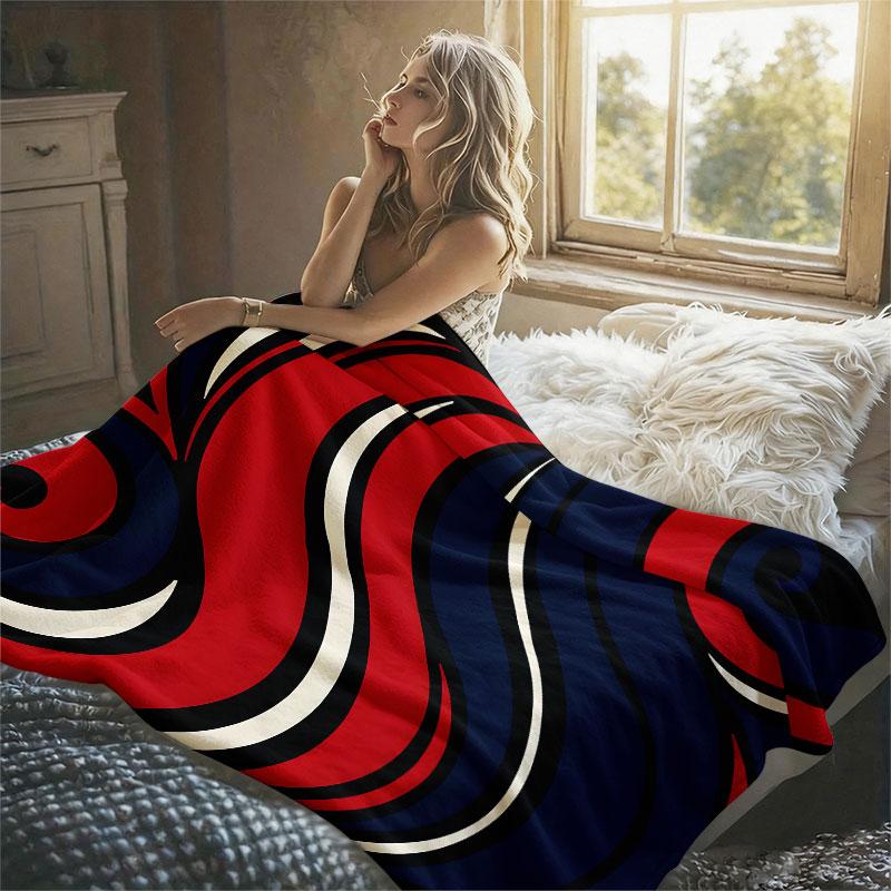 Retro Wave Scroll Flannel Blanket Warm Soft Halloween Christmas Decorative Couch Warm Cozy All-Season Gift