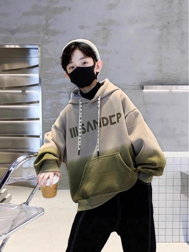2025 Jungen Farbverlauf Kapuzenpullover - Frühling/Herbst Langarm Mode Top