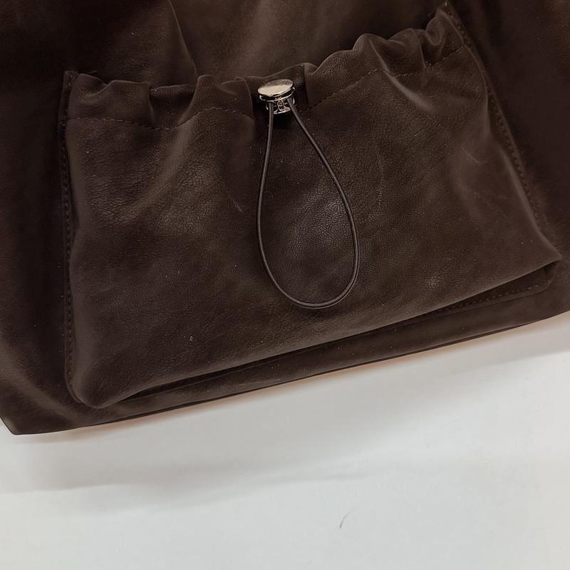 Slouchy Shoulder Bag with Front Pouch Large Capacity Everyday Fashion Tote Bag