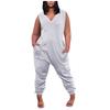 Women's Casual Color Sleeveless Plus Size Jumpsuit With Pockets