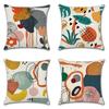 4 Pcs Double Sided Abstract Geometric Cushion Covers, Modern Art Tropical Print Throw Pillow Cases For Home Decor (No Inserts)