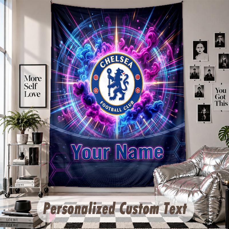 Custom Tapestry Wall Hanging, Chelsea FC Personalized Name Text Home Wall Decor