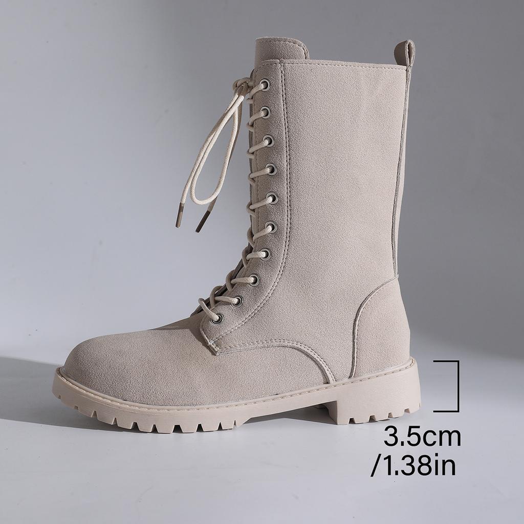 Fashion Aphixta Cross-tied Mid-Calf Woman Boots Classical Round Toe Women's Boots 3.5cm High Heels Women's Autumn Boot Shoes for Woman