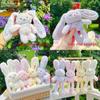 Plush Rabbit Keychain With Floral Pattern For Cute Bag Decor And Gifts