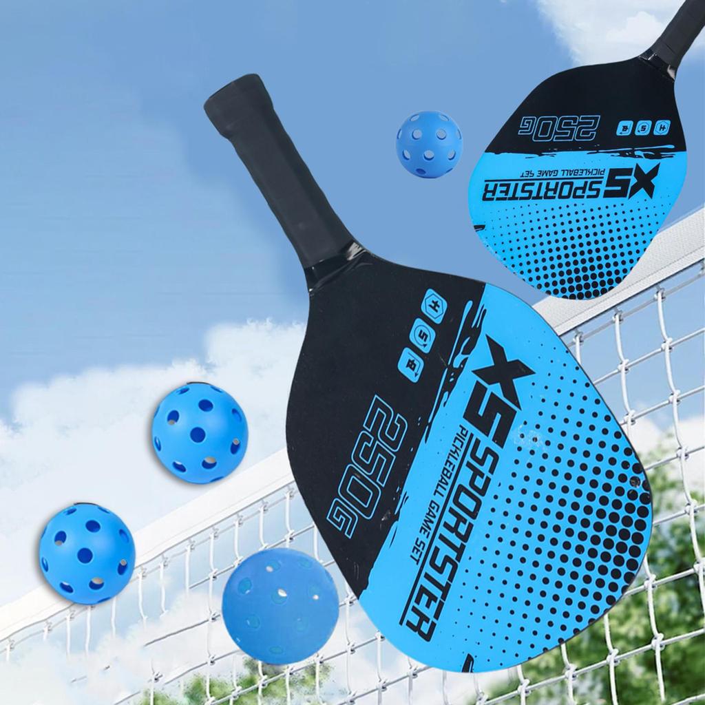 2 Stück Pickleballschläger Tragbar 4 Bälle für Fitnessstudio-Training Outdoor Blau