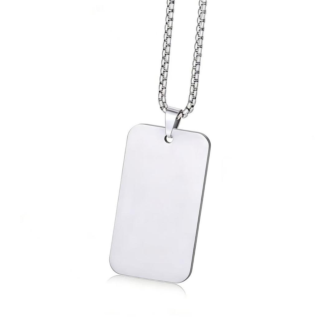 Custom Rectangle Shape Tage Pendant Custom Photo Necklace For Men Hiphop Stainless Steel Personalized Picture Choker