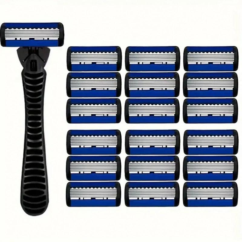 6-Layer Ultra-Thin Men's Razor with Replaceable Anti-Scratch Heads