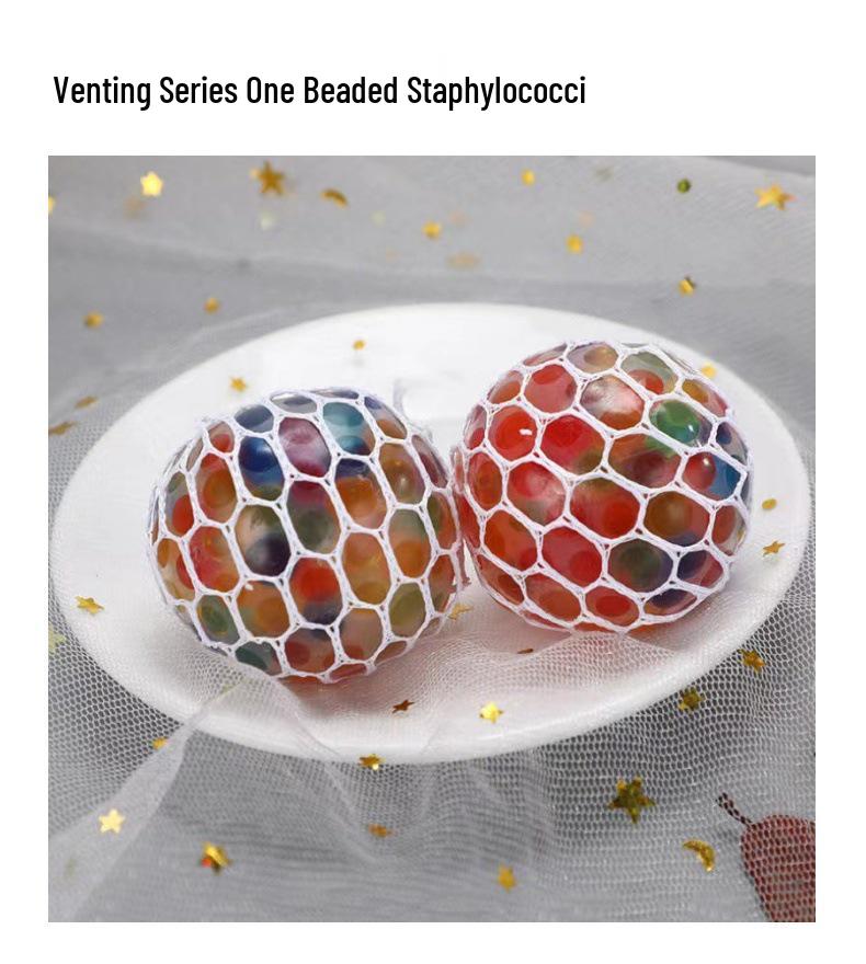 Street Stall Stress Relief Grape Ball - Creative Water Squeeze Toy with Slow Rebound Net Bag