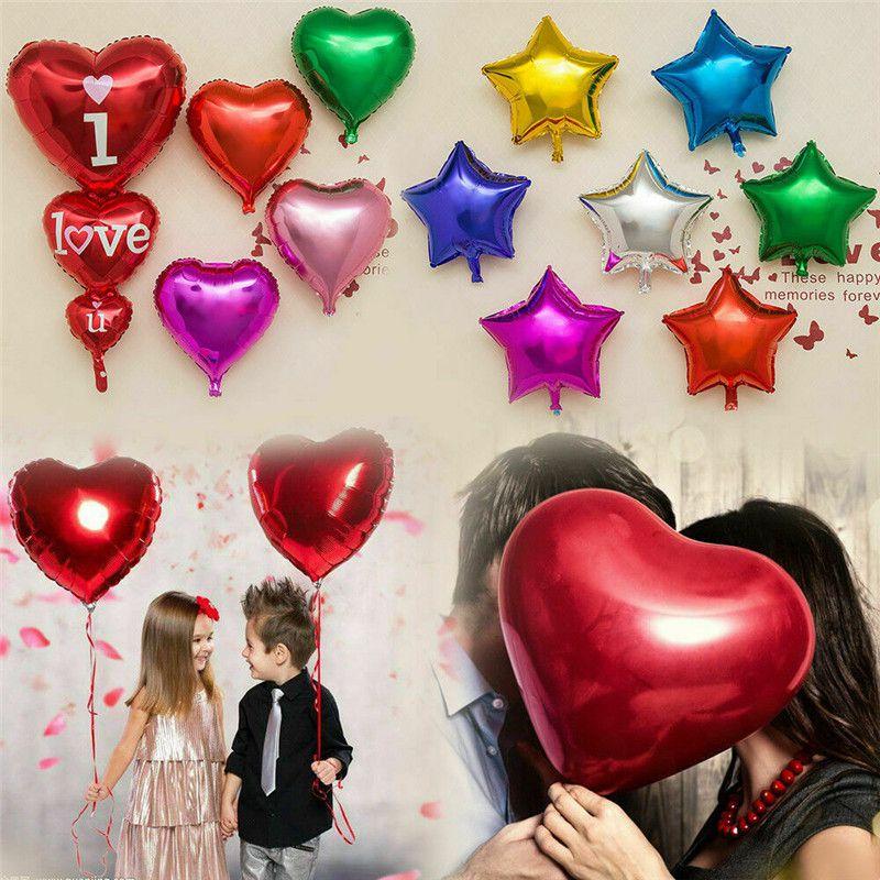 Colour Solid 18" Foil Balloons Heart Star Round Shape For Wedding Birthday Party