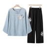 New Chinese Style Embroidered Two-Piece Set for Mid-Aged Women