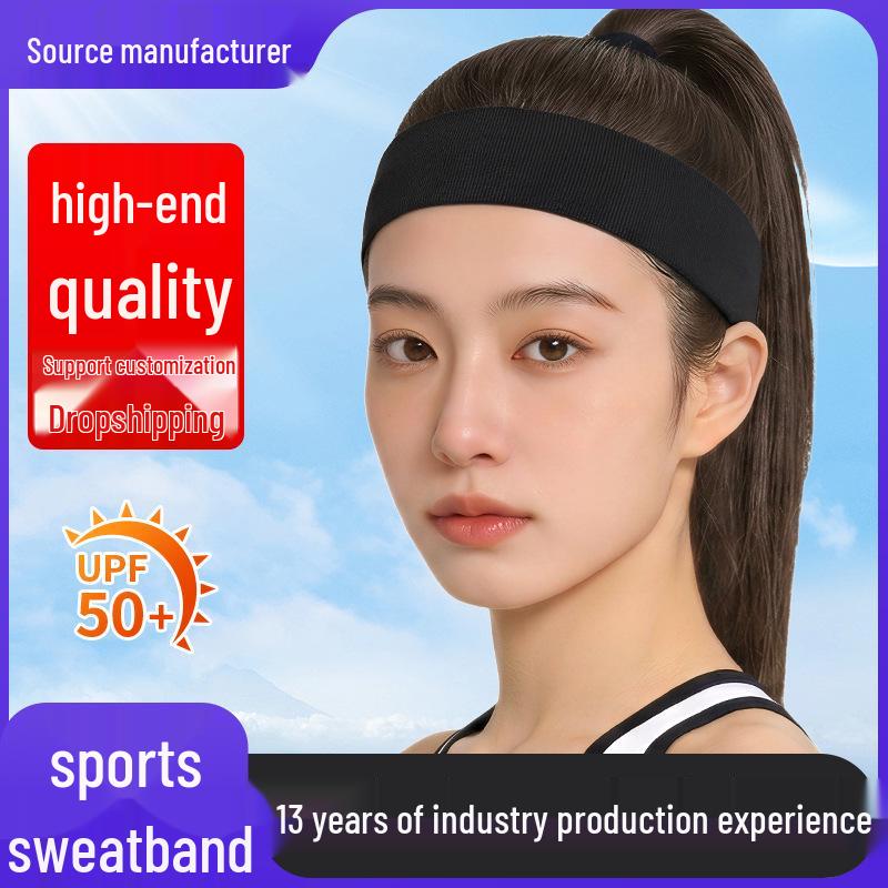

Unisex Sweat-Wicking Headband for Yoga, Basketball, Running, and Fitness - Sweat-Absorbent Hair Band Black - 4cm Wide/No Anti-slip Strip