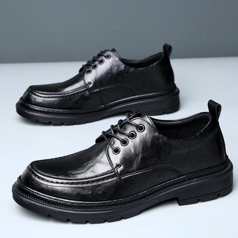 Leather shoes men's new business dress Korean version of trend British style men's casual versatile commuting thick-soled heightening shoes