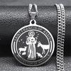 Colliers Médailles Saint François d'Assise pour Femmes Hommes Acier Inoxydable Couleur Argent Protecteur des Animaux Collier Bijoux N7569