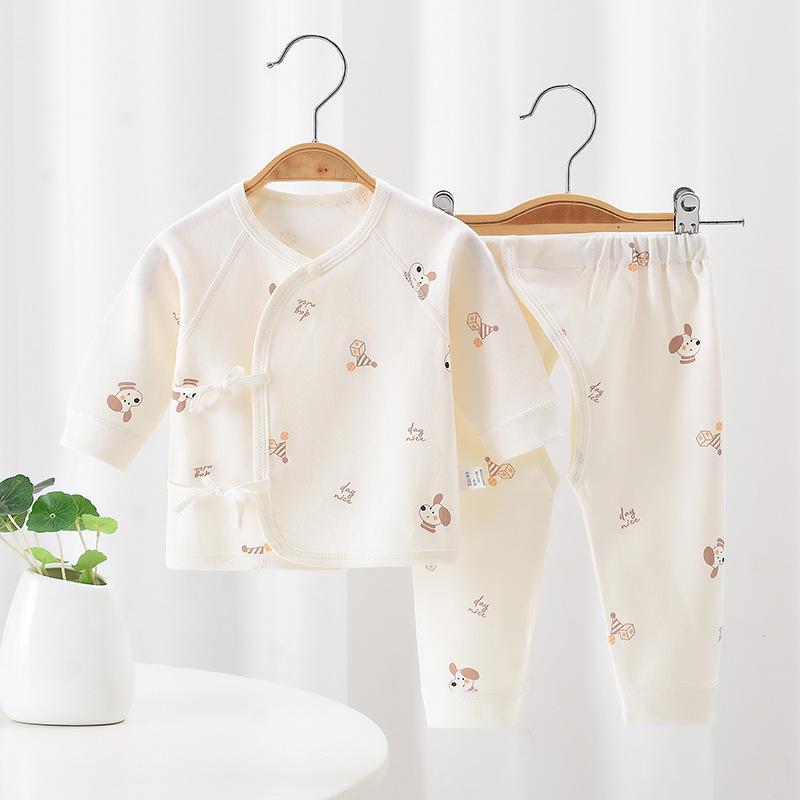 Set Haine Bumbac Toamnă Bebeluș: Salopetă Velcro pentru Nou-născut cu Croi Deschis