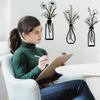 3 Pieces Set Vase Design Floral Decor 3D Wall Stickers Wall Decor Metal Flowers Wall Art  Bathroom