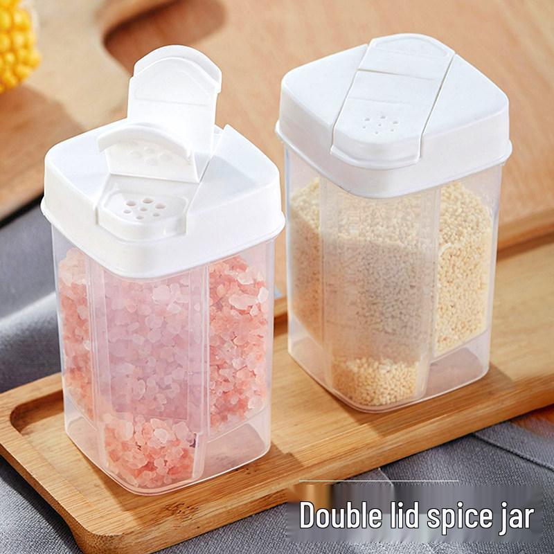 Dual-Lid Moisture-Proof Seasoning and Baking Soda Storage Jar
