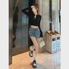 Hong Kong Retro High-Waist Denim Skirt: Summer 2023 Petite Slimming Short Skirt for Women