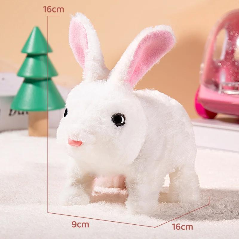 Children Electric Simulation Bunny Plush Toy Girl Pet Cute White Rabbit Doll With Sound Animal DIY Change Clothes Game for Kids
