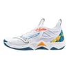 Mizuno Wave Momentum 3 Blanc Bleu Marocain Baskets Unisexe Carotte-Curl V1GA231256
