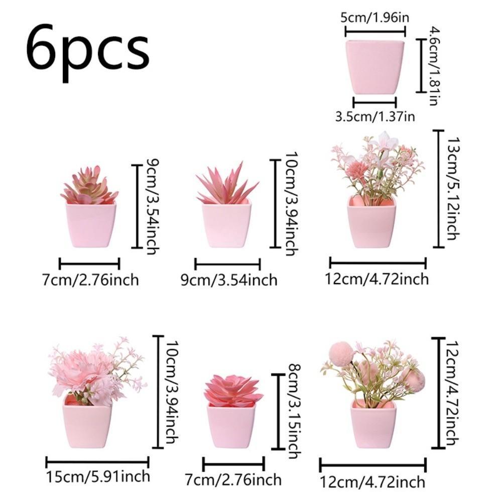 3/6PCS Set New DIY Artificial Potted Plant Mini Plastic Artificial Flower Bonsai Tabletop Landscape Home Display