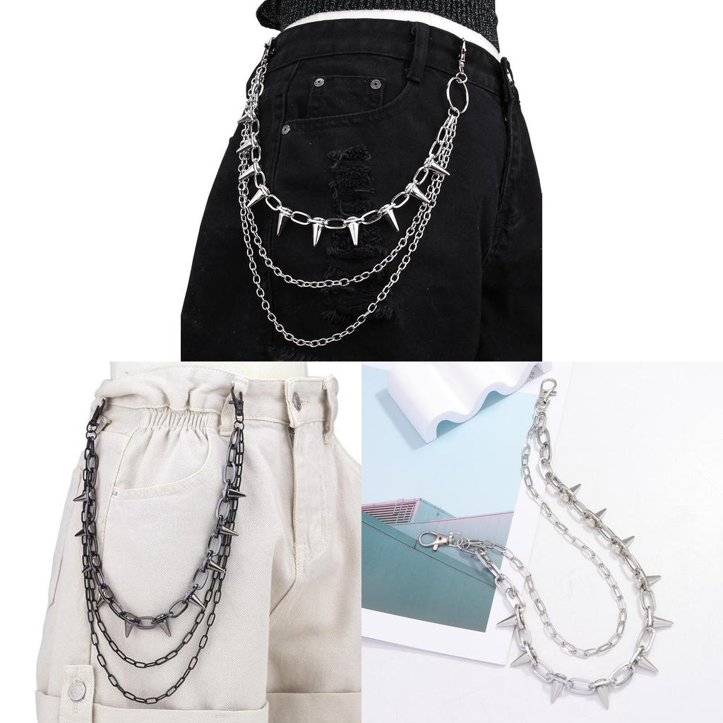 Metal Rivet Hip Hop Waist Chain For Unisex Stage Performance And Dance Costumes