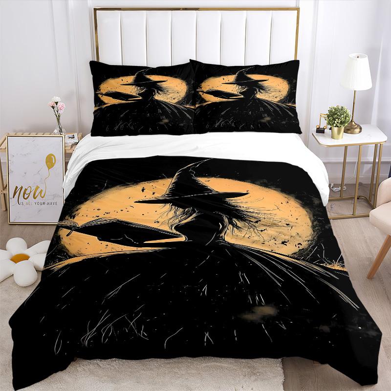 3pc Witchcraft Moonlight Cover Set - 1 Quilt Cover + 2 Pillowcases, All Seasons Bedroom Setting, Perfect for Home047