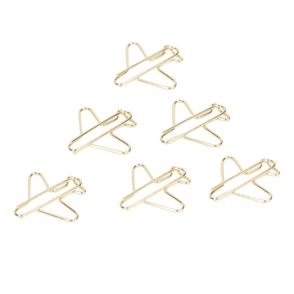 100pcs Paper Clips Portable Anti Rust Electroplating Gold Cute Airplane Shaped Metal Paper Clip for 