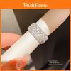 Pearl Leaf Open Ring For Women With Sparkling Crystals Elegant Summer Jewelry
