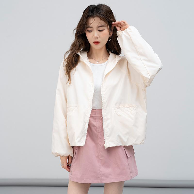 

Женская демисезонная куртка с капюшоном, короткая, дизайн, для невысоких, повседневная, свободного кроя XS абрикосовый