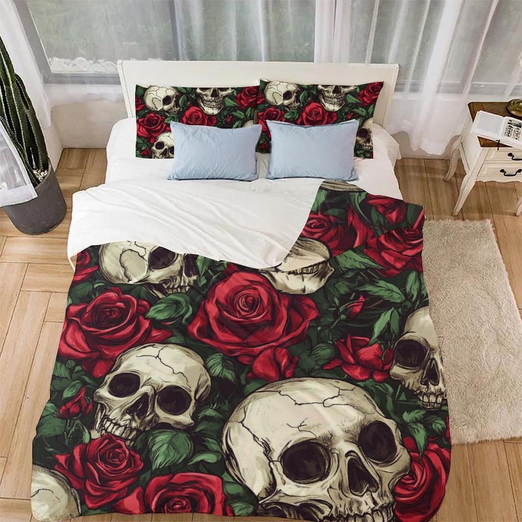 Skull Comforter Covers Printed Duvet Cover Bedding Set Suitable Children'S Kids And Adults Warm Soft Breathable And Comfortable