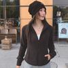 New Double-sided Ollie Velvet Stand Collar Slim Coat Windproof Plus Velvet Thickened Sweatshirt Zippered Top for Women Hoodies