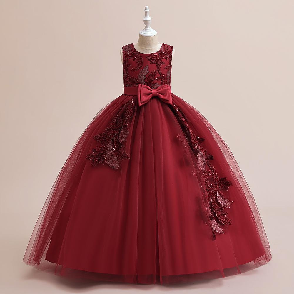 

Girls Embroidered Princess Evening Gown - Stylish Long Formal Dress for Piano Performance 160 cm