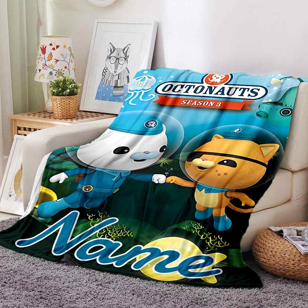 Custom Name Octonauts Adventure Log Flannel Blanket For Super Soft Cute Comfort Blanket For Travel Bedding Couch Sofa Blanket