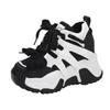 Fashion Women Autumn Leather Sneakers 10CM Heels White Mesh Casual Shoes New Fashion Woman Trainers Lace-Up Breathable Platform Sneakers
