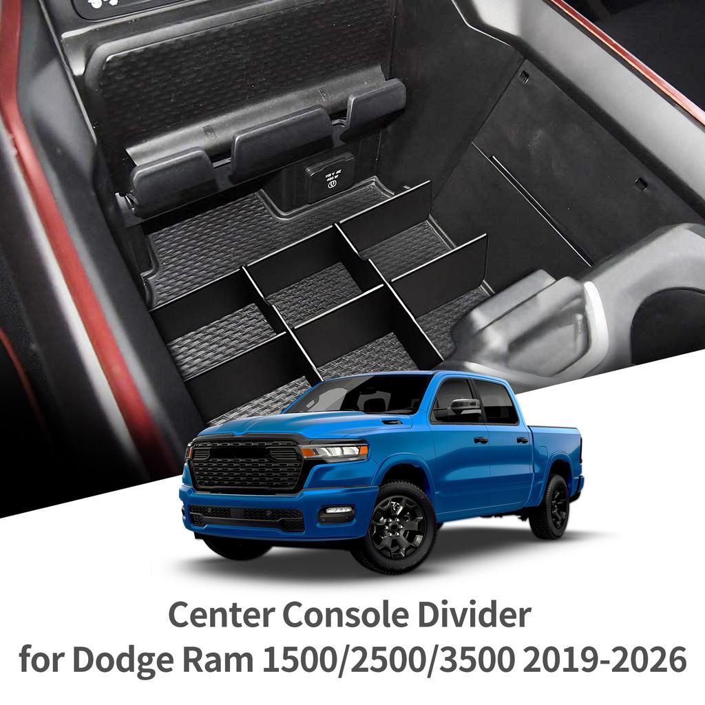 BBQ1 for Dodge Ram 1500 2500 3500 2019-2025 Center Armrest Lower layer Storage Box Partition Tray Organizer Car Interior Accessories