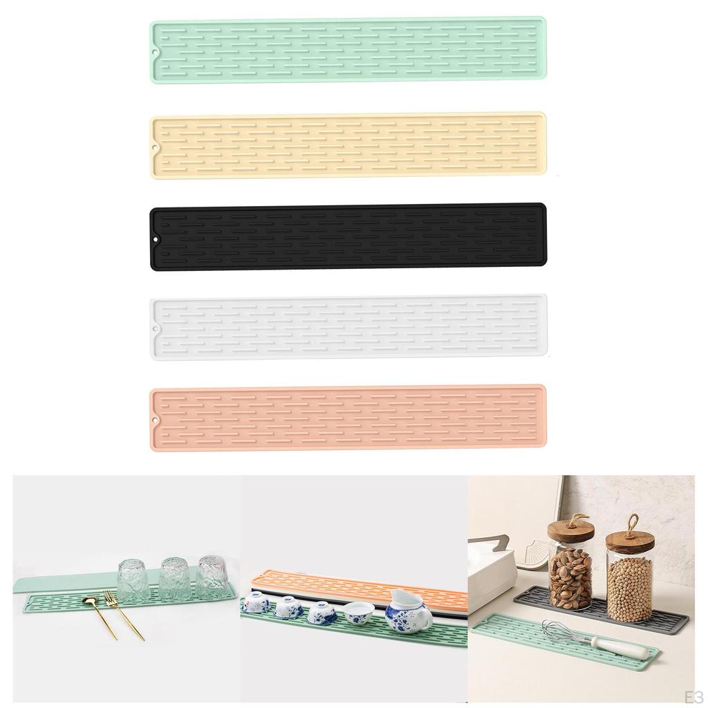 Scurgător de vase și ustensile, Covoraș de uscare rapidă pentru chiuvetă, Silicon rezistent la căldură impermeabil scurgere