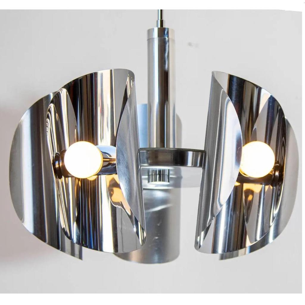 Lámpara Cromada Vintage Araña Era Espacial con 5 luces Araña Artística de Lujo Moderna