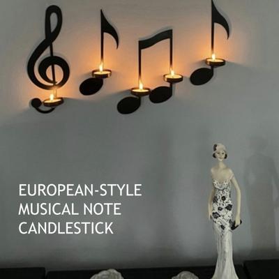Black Music Note Candle Holder Vintage Wall Mount Tealight Holder Musical Symbol Wall Decor for Living Room Dining Hallway