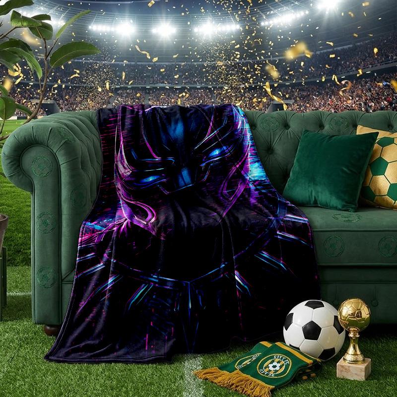 Black Panther Flight Throws Blanket Flannel Blankets Plush for Couch Bed Gifts for Men Women Travel picnic blanket Christmas fan gifts